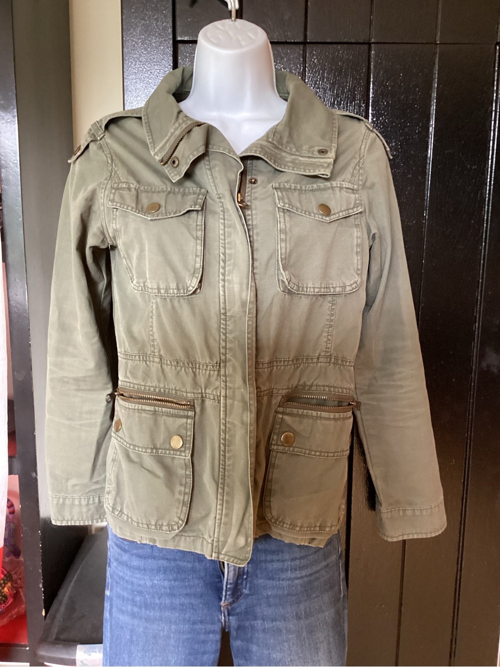 H&M Olive Green Utility Jacket with Multiple Pockets